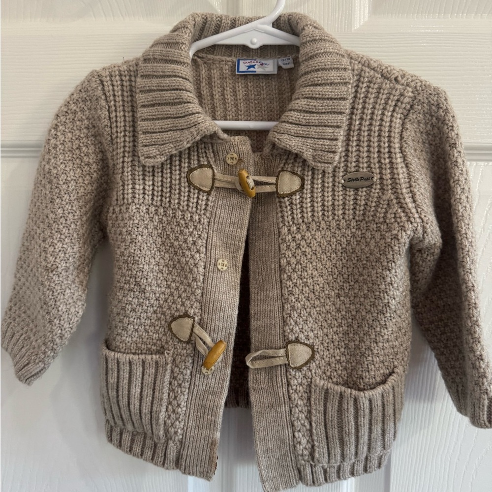 Cozy Knit Kids Sweater Jacket - Beige